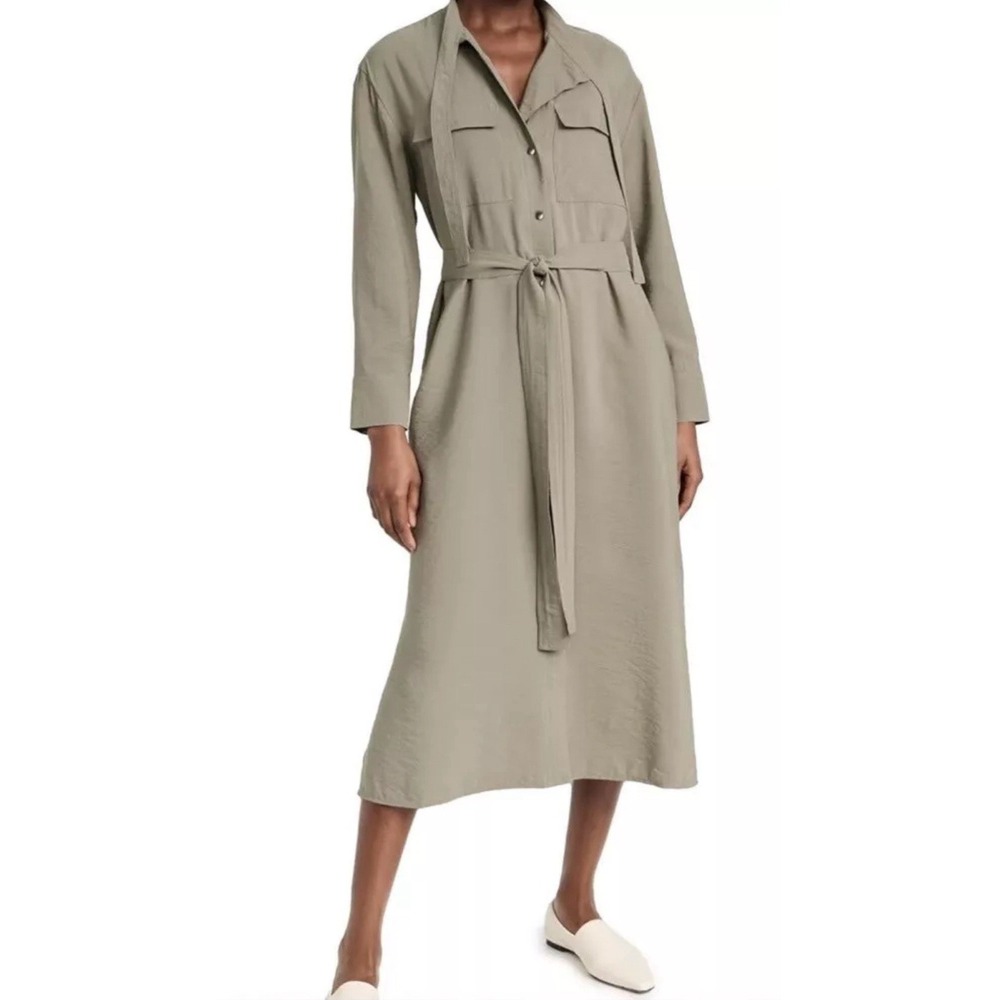 Vince‎ Relaxed Soft Utility Shirt Dress,Viscose Blend Size XL Light Green